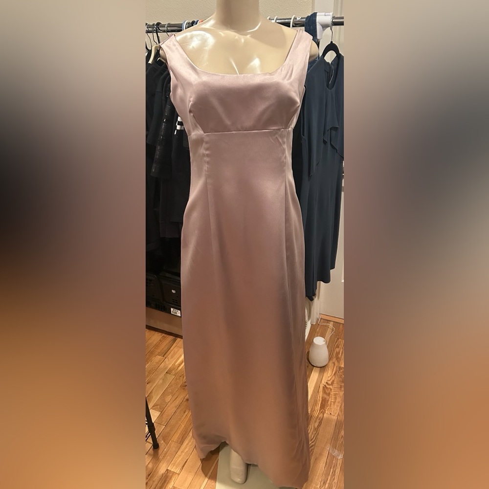 Vera Wang Satin Maxi Slip Dress in Dusty Mauve
